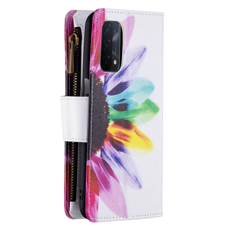 For OPPO A74 5G/A93 5G/A54 5G Colored Drawing Pattern Zipper Horizontal Flip Leather Case with Holder & Card Slots & Wallet(Sun Flower) - OPPO Cases by buy2fix | Online Shopping UK | buy2fix