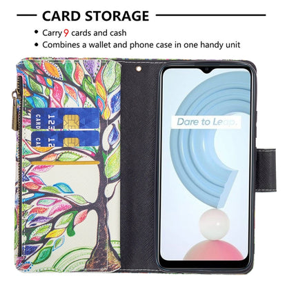 For OPPO Realme C21/C20 Colored Drawing Pattern Zipper Horizontal Flip Leather Case with Holder & Card Slots & Wallet(Big Tree) - Realme Cases by buy2fix | Online Shopping UK | buy2fix