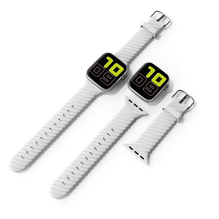 Solid Color Twist Silicone Watch Band For Apple Watch Ultra 49mm&Watch Ultra 2 49mm / Series 9&8&7 45mm / SE 3&SE 2&6&SE&5&4 44mm / 3&2&1 42mm(White) - Watch Bands by buy2fix | Online Shopping UK | buy2fix