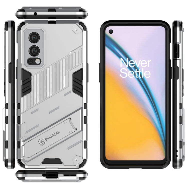 For OnePlus Nord 2 5G Punk Armor 2 in 1 PC + TPU Shockproof Case with Invisible Holder(White) - OnePlus Cases by buy2fix | Online Shopping UK | buy2fix