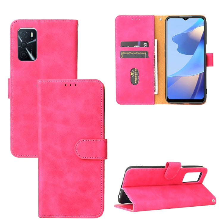 For OPPO A16 Solid Color Skin Feel Magnetic Buckle Horizontal Flip Calf Texture PU Leather Case with Holder & Card Slots & Wallet(Rose Gold) - OPPO Cases by buy2fix | Online Shopping UK | buy2fix