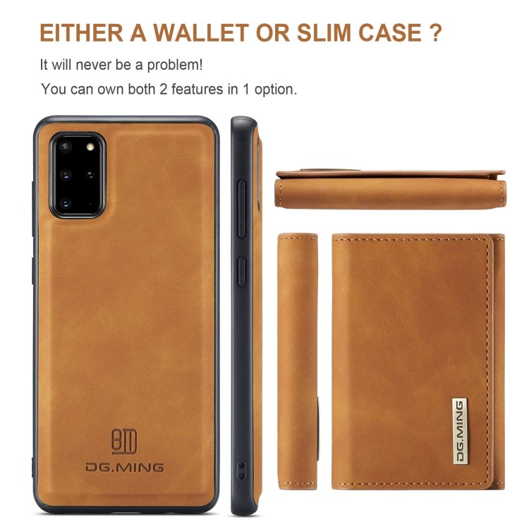 For Samsung Galaxy S20+ DG.MING M1 Series 3-Fold Multi Card Wallet  Back Cover Shockproof Case with Holder Function(Brown) - Galaxy Phone Cases by DG.MING | Online Shopping UK | buy2fix