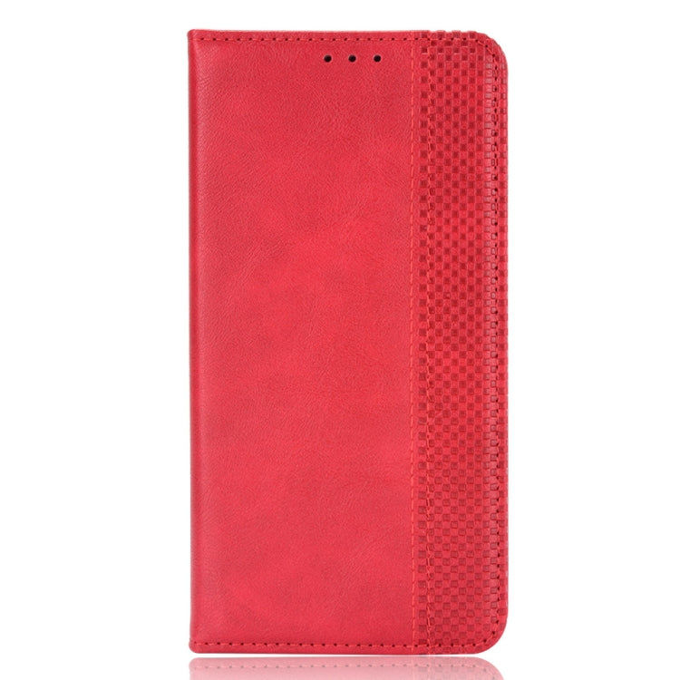 For OPPO A16 Magnetic Buckle Retro Crazy Horse Texture Leather Phone Case(Red) - OPPO Cases by buy2fix | Online Shopping UK | buy2fix