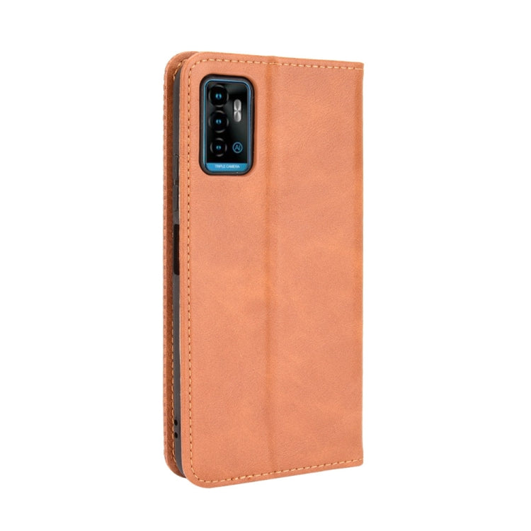 For ZTE Blade A71 Magnetic Buckle Retro Crazy Horse Texture Horizontal Flip Leather Case with Holder & Card Slots & Photo Frame(Brown) - ZTE Cases by buy2fix | Online Shopping UK | buy2fix