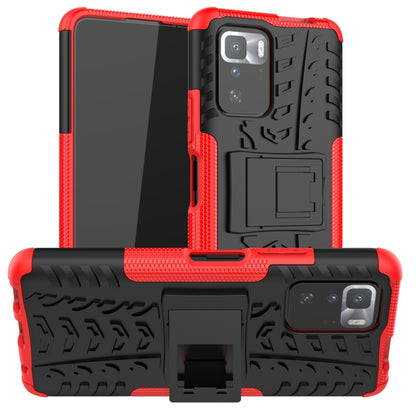 For Xiaomi Poco X3 GT Tire Texture Shockproof TPU+PC Protective Case with Holder(Red) - Xiaomi Cases by buy2fix | Online Shopping UK | buy2fix