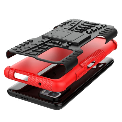 For Xiaomi Poco X3 GT Tire Texture Shockproof TPU+PC Protective Case with Holder(Red) - Xiaomi Cases by buy2fix | Online Shopping UK | buy2fix