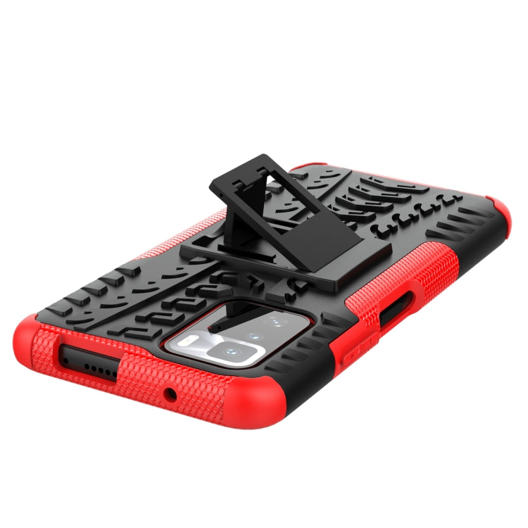 For Xiaomi Poco X3 GT Tire Texture Shockproof TPU+PC Protective Case with Holder(Red) - Xiaomi Cases by buy2fix | Online Shopping UK | buy2fix