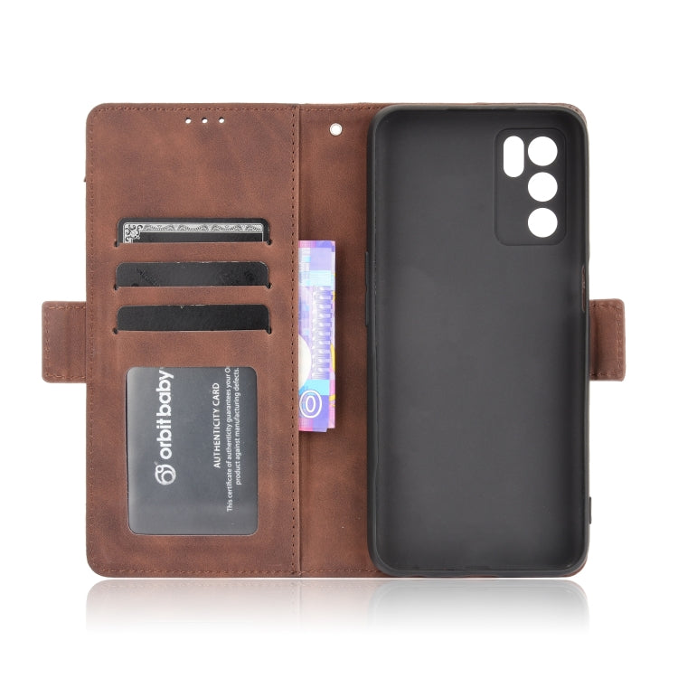 For OPPO A16 Skin Feel Calf Pattern Horizontal Flip Leather Case with Holder & Card Slots & Photo Frame(Brown) - OPPO Cases by buy2fix | Online Shopping UK | buy2fix