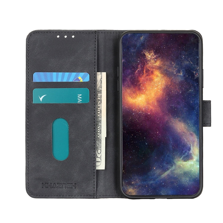 For Xiaomi Redmi 10 / Redmi Note 11 4G KHAZNEH Retro Texture PU + TPU Horizontal Flip Leather Case with Holder & Card Slots & Wallet(Black) - Xiaomi Cases by buy2fix | Online Shopping UK | buy2fix