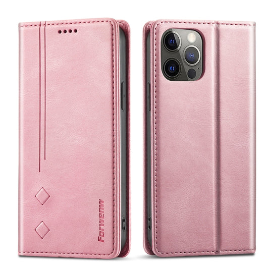 For iPhone 12 / 12 Pro Forwenw F2 Series Magnetic Horizontal Flip Leather Case with Holder & Card Slots & Wallet(Rose Gold) - iPhone 12 / 12 Pro Cases by Forwenw | Online Shopping UK | buy2fix