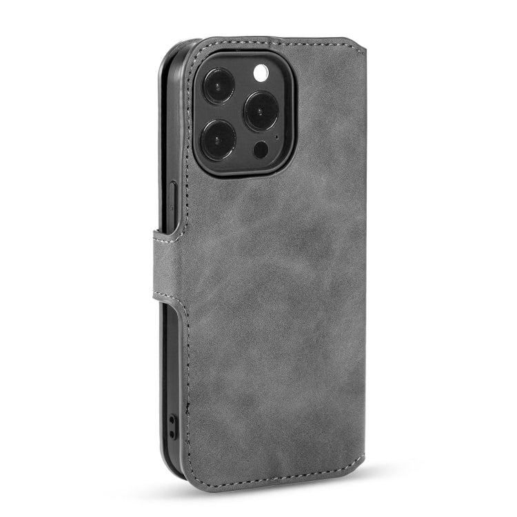 For iPhone 13 Pro Max DG.MING Retro Oil Side Horizontal Flip Leather Case with Holder & Card Slots & Wallet (Grey) - iPhone 13 Pro Max Cases by DG.MING | Online Shopping UK | buy2fix