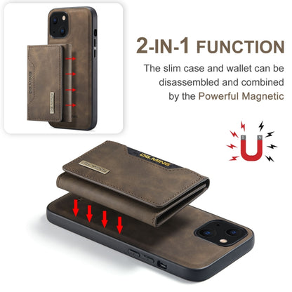 For iPhone 13 mini DG.MING M2 Series 3-Fold Card Bag Shockproof Case with Wallet & Holder Function (Coffee) - iPhone 13 mini Cases by DG.MING | Online Shopping UK | buy2fix