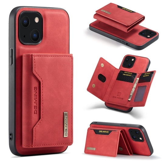 For iPhone 13 mini DG.MING M2 Series 3-Fold Card Bag Shockproof Case with Wallet & Holder Function (Red) - iPhone 13 mini Cases by DG.MING | Online Shopping UK | buy2fix