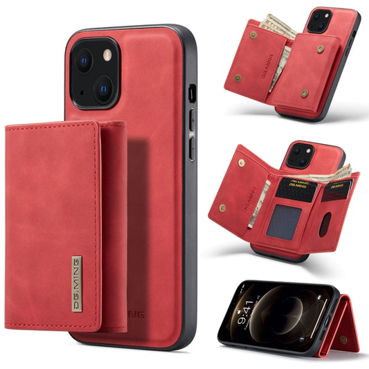 For iPhone 13 mini DG.MING M1 Series 3-Fold Multi Card Wallet Shockproof Case with Holder Function (Red) - iPhone 13 mini Cases by DG.MING | Online Shopping UK | buy2fix