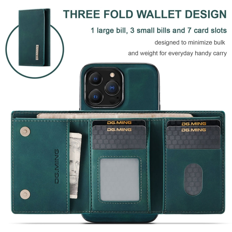 For iPhone 13 Pro DG.MING M1 Series 3-Fold Multi Card Wallet Shockproof Case with Holder Function (Green) - iPhone 13 Pro Cases by DG.MING | Online Shopping UK | buy2fix