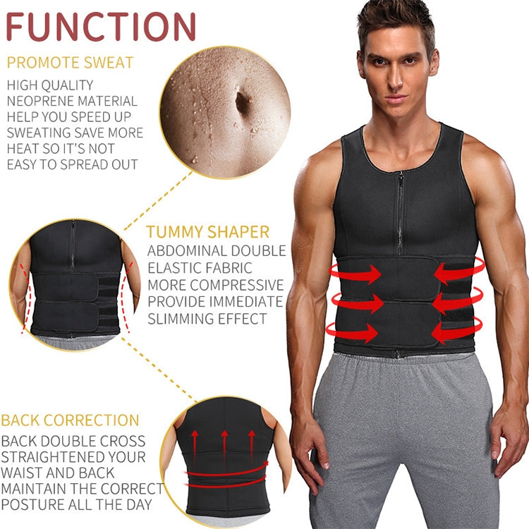 Neoprene Men Sport Body Shapers Vest Waist Body Shaping Corset, Size:XXXL(Black) -  by buy2fix | Online Shopping UK | buy2fix