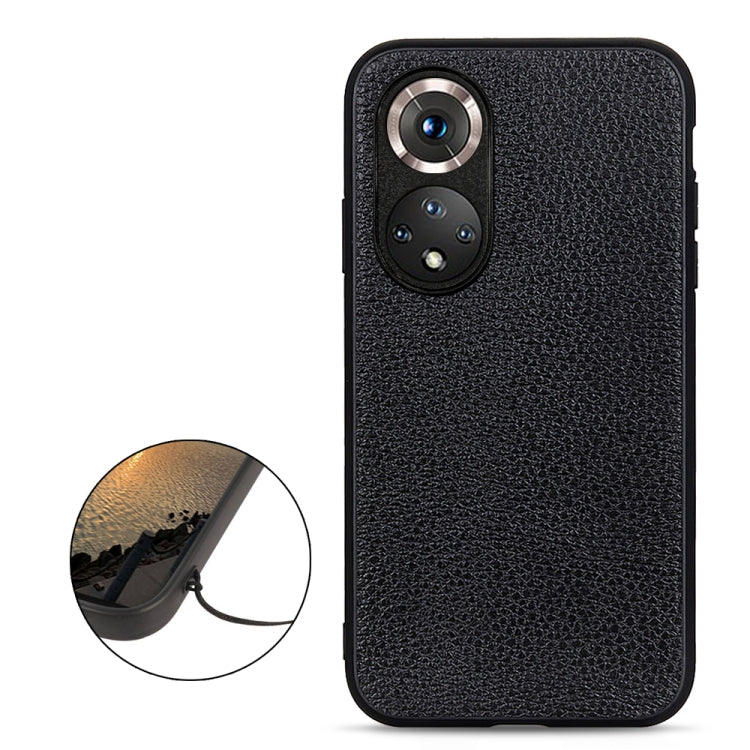 For Honor 50 Accurate Hole Litchi Texture Leather Shockproof Case(Black) - Honor Cases by buy2fix | Online Shopping UK | buy2fix