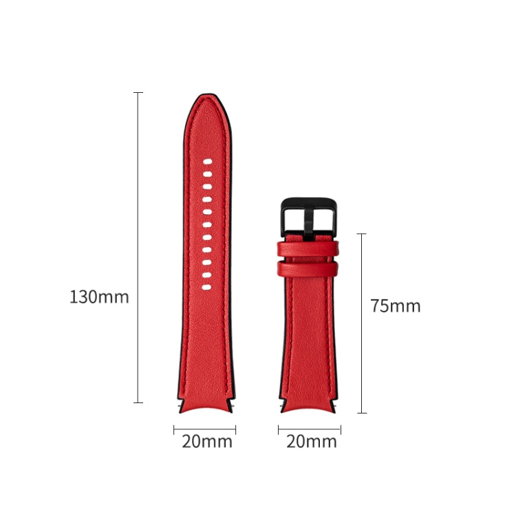 For Samsung Galaxy Watch4 Silicone + Leather Black Buckle Watch Band(Red) - Watch Bands by buy2fix | Online Shopping UK | buy2fix