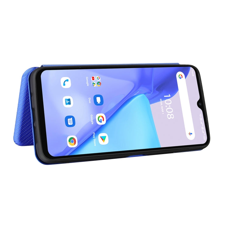 For UMIDIGI Power 5 Carbon Fiber Texture Horizontal Flip TPU + PC + PU Leather Case with Card Slot(Blue) - More Brand by buy2fix | Online Shopping UK | buy2fix