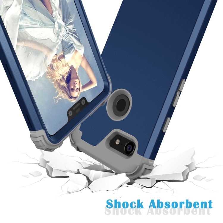 For Google Pixel 3 XL 3 in 1 Shockproof PC + Silicone Protective Case(Navy Blue + Grey) - Google Cases by buy2fix | Online Shopping UK | buy2fix