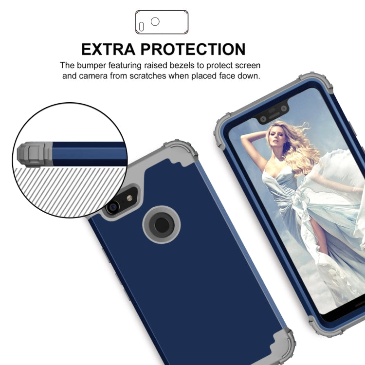 For Google Pixel 3 XL 3 in 1 Shockproof PC + Silicone Protective Case(Navy Blue + Grey) - Google Cases by buy2fix | Online Shopping UK | buy2fix