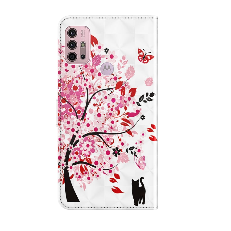 For Motorola Moto G30/G10/G20 3D Painting Pattern Horizontal Flip TPU + PU Leather Case with Holder & Card Slots & Wallet(Cat Under The Tree) - Motorola Cases by buy2fix | Online Shopping UK | buy2fix