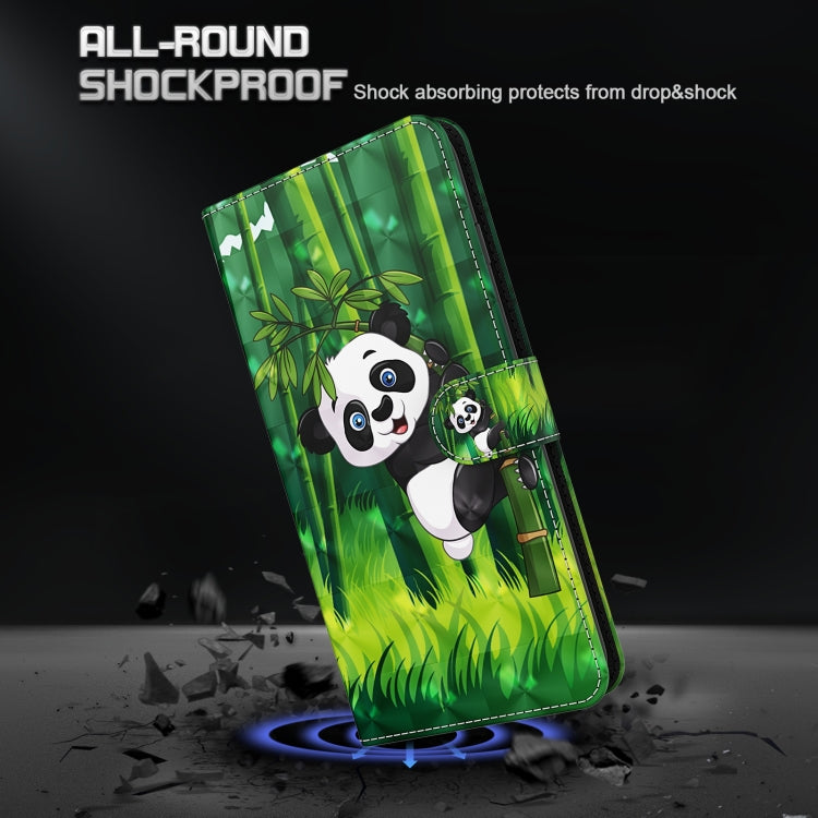 For Motorola Moto G30/G10/G20 3D Painting Pattern Horizontal Flip TPU + PU Leather Case with Holder & Card Slots & Wallet(Panda Climbing Bamboo) - Motorola Cases by buy2fix | Online Shopping UK | buy2fix