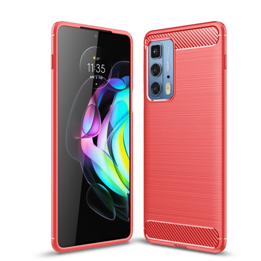 For Motorola Moto Edge 20 Pro Brushed Texture Carbon Fiber TPU Case(Red) - Motorola Cases by buy2fix | Online Shopping UK | buy2fix