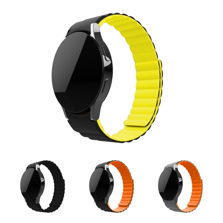 For Samsung Galaxy Watch4 40mm / 44mm Silicone Magnetic Watch Band(Black Yellow) - Watch Bands by buy2fix | Online Shopping UK | buy2fix