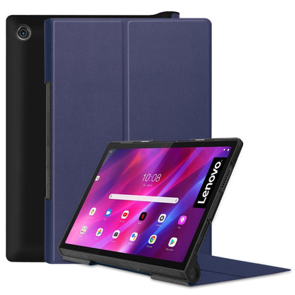 For Lenovo Yoga Tab 11 / YT-J706X Custer Texture Horizontal Flip PU Leather Case with Holder & Sleep / Wake-up Function(Dark Blue) - Lenovo by buy2fix | Online Shopping UK | buy2fix