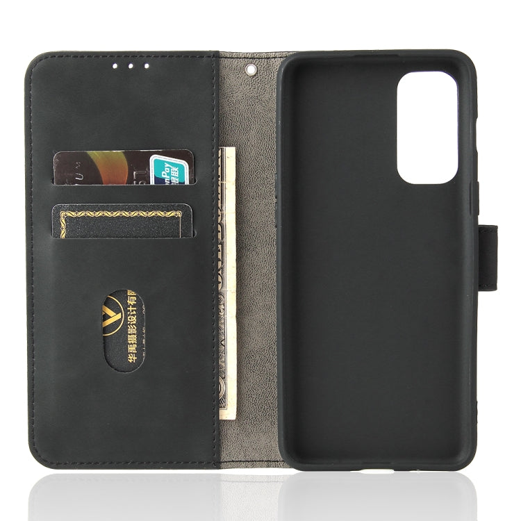 For OnePlus Nord 2 5G Solid Color Skin Feel Magnetic Buckle Horizontal Flip Calf Texture PU Leather Case with Holder & Card Slots & Wallet(Black) - OnePlus Cases by buy2fix | Online Shopping UK | buy2fix