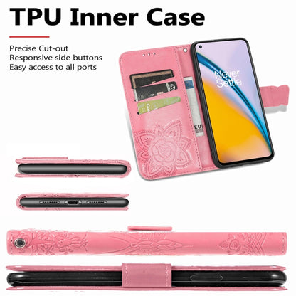 Butterfly Love Flowers Embossed Horizontal Flip Leather Case with Holder & Card Slots & Wallet & Lanyard For OnePlus Nord 2 5G(Pink) - OnePlus Cases by buy2fix | Online Shopping UK | buy2fix