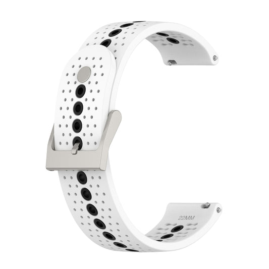 For Suunto 9 Peak Universal Colorful Hole Silicone Watch Band(White Black) -  by buy2fix | Online Shopping UK | buy2fix