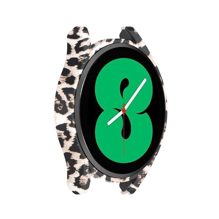 For Samsung Galaxy Watch4 44mm Half Coverage Hollowed PC Protective Case(Black Leopard Print) - Watch Cases by buy2fix | Online Shopping UK | buy2fix