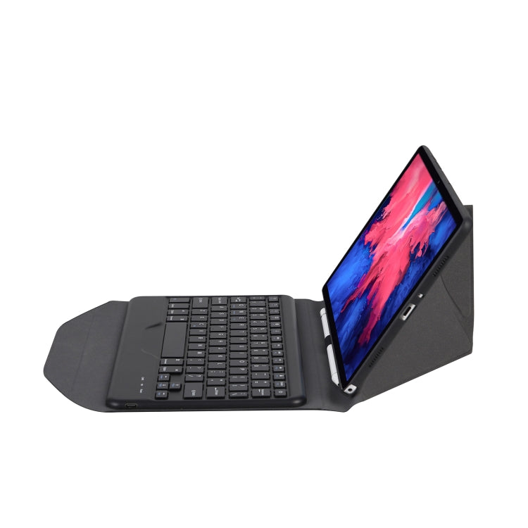 BM12 Diamond Texture Detachable Bluetooth Keyboard Leather Tablet Case with Pen Slot & Triangular Back Support For Lenovo Pad Plus 11 inch TB-J607F / Tab P11 11 inch TB-J606F(Black) - Lenovo Keyboard by buy2fix | Online Shopping UK | buy2fix