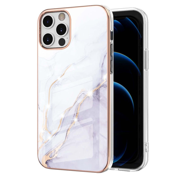 For iPhone 12 Pro Max Electroplating Marble Pattern Dual-side IMD TPU Shockproof Case(White 006) - iPhone 12 Pro Max Cases by buy2fix | Online Shopping UK | buy2fix