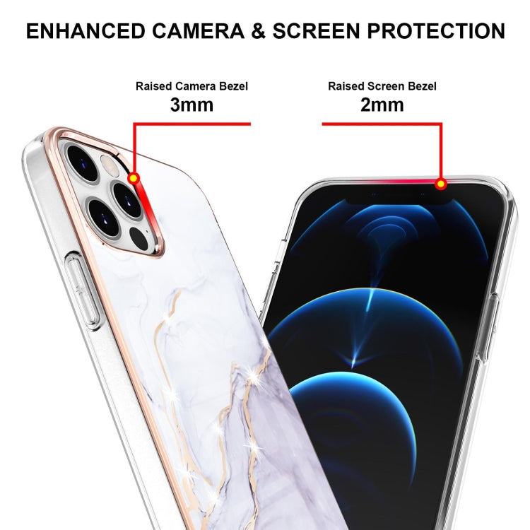 For iPhone 12 Pro Max Electroplating Marble Pattern Dual-side IMD TPU Shockproof Case(White 006) - iPhone 12 Pro Max Cases by buy2fix | Online Shopping UK | buy2fix