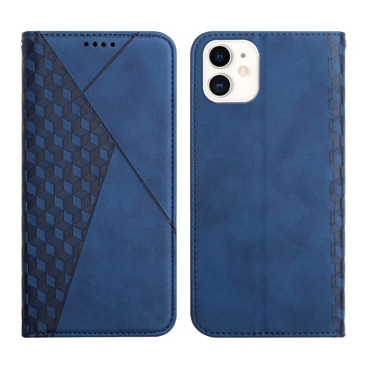 For iPhone 11 Diamond Pattern Splicing Skin Feel Magnetic Horizontal Flip Leather Case with Card Slots & Holder & Wallet (Blue) - iPhone 11 Cases by buy2fix | Online Shopping UK | buy2fix