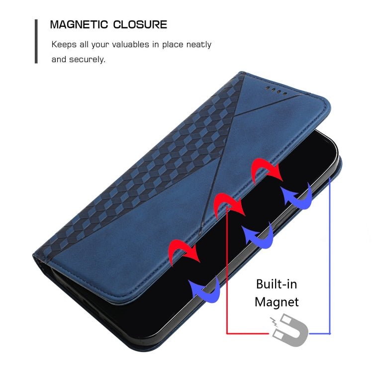 For iPhone XR Diamond Pattern Splicing Skin Feel Magnetic Horizontal Flip Leather Case with Card Slots & Holder & Wallet(Blue) - More iPhone Cases by buy2fix | Online Shopping UK | buy2fix