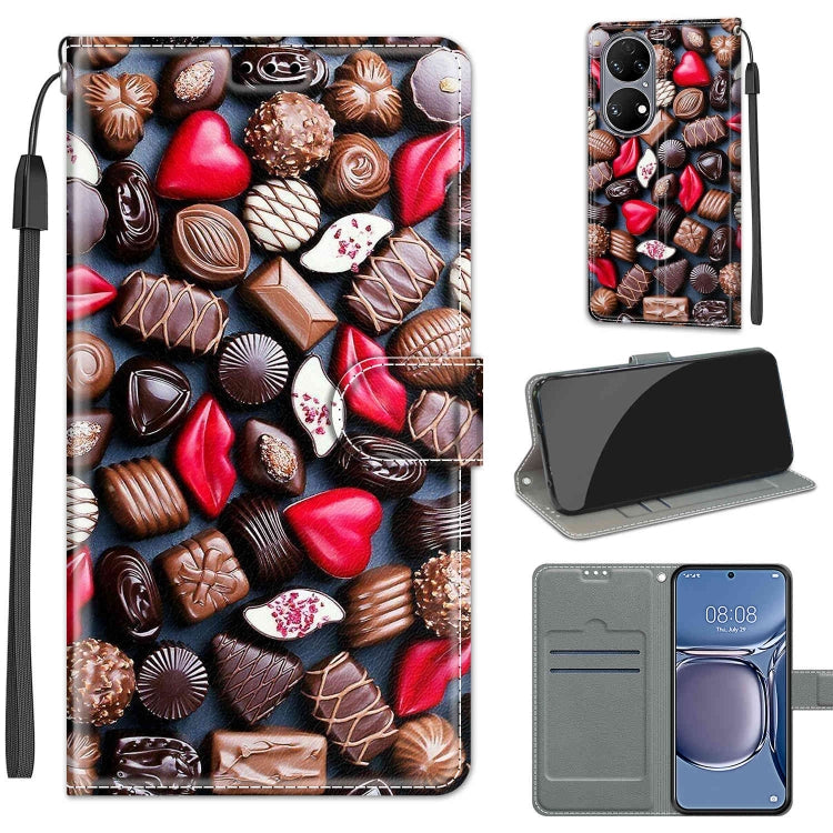 Voltage Coloured Drawing Magnetic Clasp Horizontal Flip PU Leather Case with Holder & Card Slots For Huawei P50(C06 Red Lip Chocolate) - Huawei Cases by buy2fix | Online Shopping UK | buy2fix