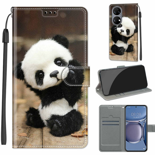 Voltage Coloured Drawing Magnetic Clasp Horizontal Flip PU Leather Case with Holder & Card Slots For Huawei P50(C18 Wood Board Panda) - Huawei Cases by buy2fix | Online Shopping UK | buy2fix