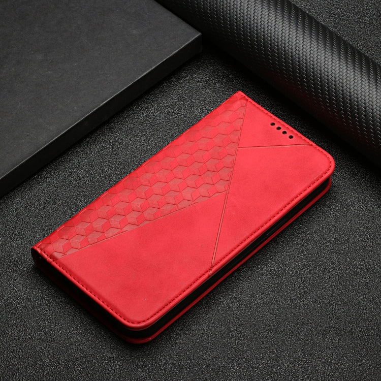 For Samsung Galaxy S21 Ultra 5G Diamond Pattern Splicing Skin Feel Magnetic Horizontal Flip Leather Case with Card Slots & Holder & Wallet(Red) - Galaxy S21 Ultra 5G Cases by buy2fix | Online Shopping UK | buy2fix