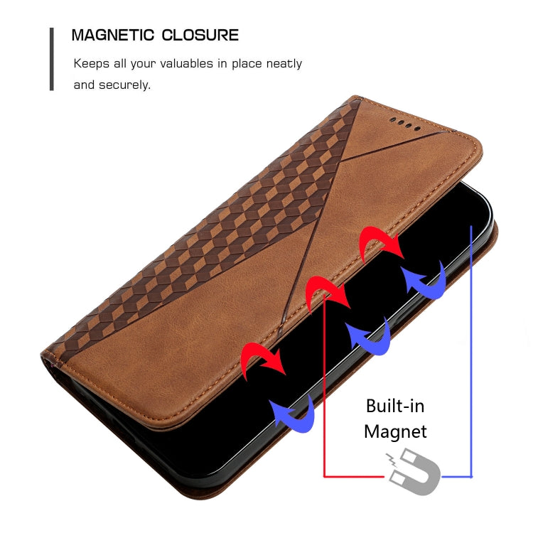 For Motorola Moto G30 / G10 Diamond Pattern Splicing Skin Feel Magnetic Horizontal Flip Leather Case with Card Slots & Holder & Wallet(Brown) - Motorola Cases by buy2fix | Online Shopping UK | buy2fix