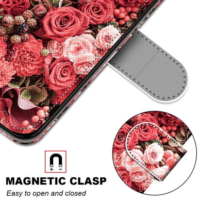 For Huawei P50 Pro Coloured Drawing Cross Texture Horizontal Flip PU Leather Case with Holder & Card Slots & Wallet & Lanyard(Pink Rose Garden) - Huawei Cases by buy2fix | Online Shopping UK | buy2fix