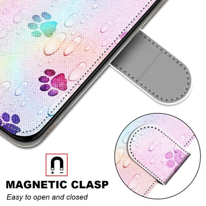 For Huawei P50 Pro Coloured Drawing Cross Texture Horizontal Flip PU Leather Case with Holder & Card Slots & Wallet & Lanyard(Footprint Water Drops) - Huawei Cases by buy2fix | Online Shopping UK | buy2fix