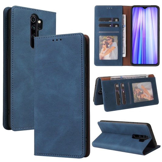 For Xiaomi Redmi Note 8 Pro Simple Suction Closure Horizontal Flip Leather Case with Holder & Card Slot & Wallet(Blue) - Xiaomi Cases by buy2fix | Online Shopping UK | buy2fix