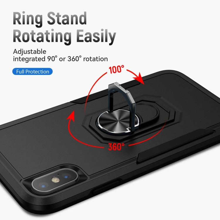 For iPhone X / XS Ring Kickstand Heavy Duty Shockproof Phone Case(Black) - More iPhone Cases by buy2fix | Online Shopping UK | buy2fix