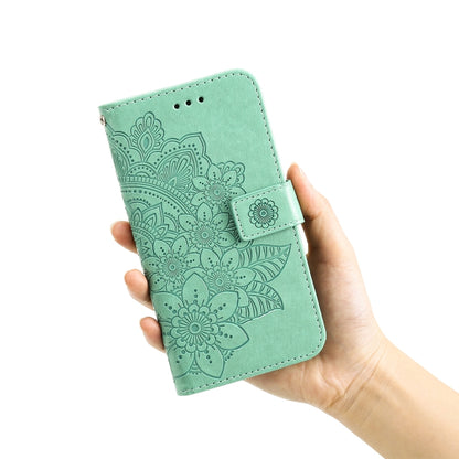 For Nokia G10 / G20 / 6.3 7-petal Flowers Embossing Pattern Horizontal Flip PU Leather Case with Holder & Card Slots & Wallet & Photo Frame(Green) - Nokia Cases by buy2fix | Online Shopping UK | buy2fix