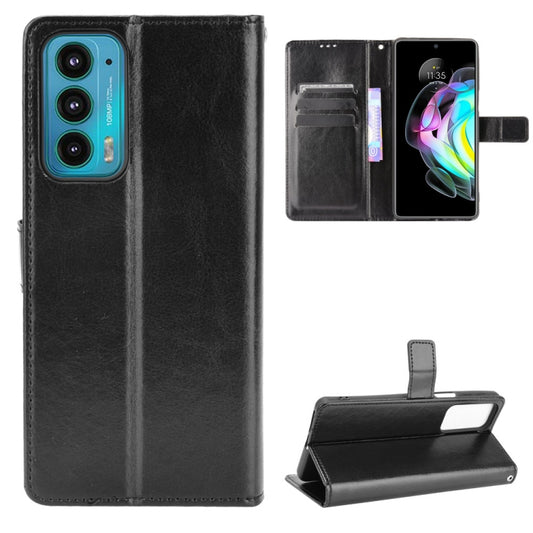 For Motorola Edge 20 Crazy Horse Texture Horizontal Flip Leather Case with Holder & Card Slots & Lanyard(Black) - Motorola Cases by buy2fix | Online Shopping UK | buy2fix