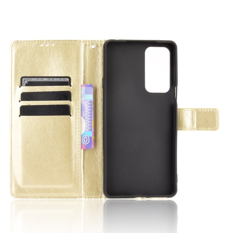 For Motorola Edge 20 Crazy Horse Texture Horizontal Flip Leather Case with Holder & Card Slots & Lanyard(Gold) - Motorola Cases by buy2fix | Online Shopping UK | buy2fix